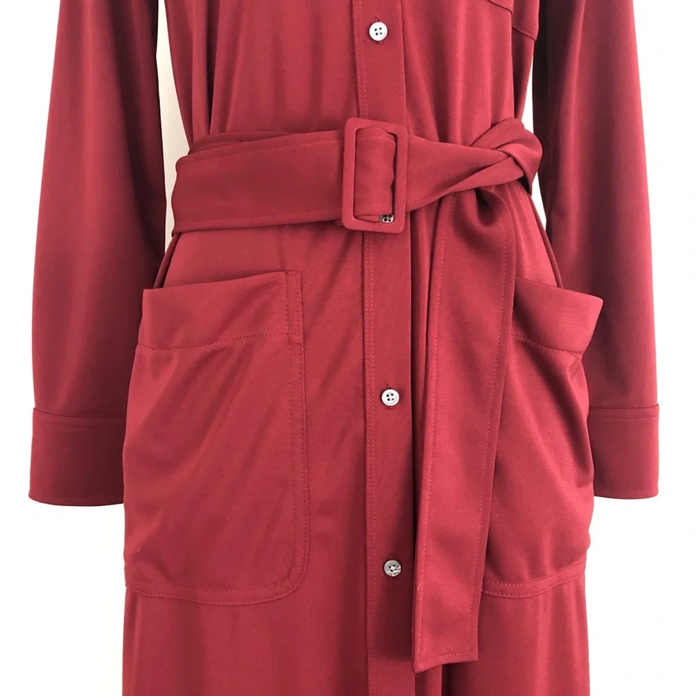 J. Crew Long-sleeve Belted Knit Dress Burgundy